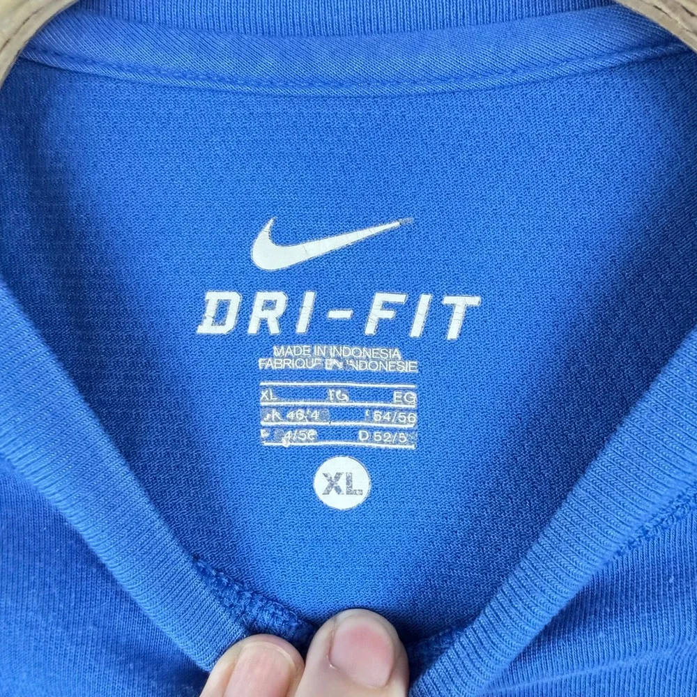 Nike Dri-FIT T-Shirt Mens XL Blue Swoosh Performance Athletic Top Workout‎ Gym